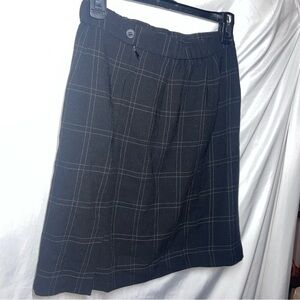 Talbots Petites Womens Wool Black Check Academia Mini Skirt With Zip